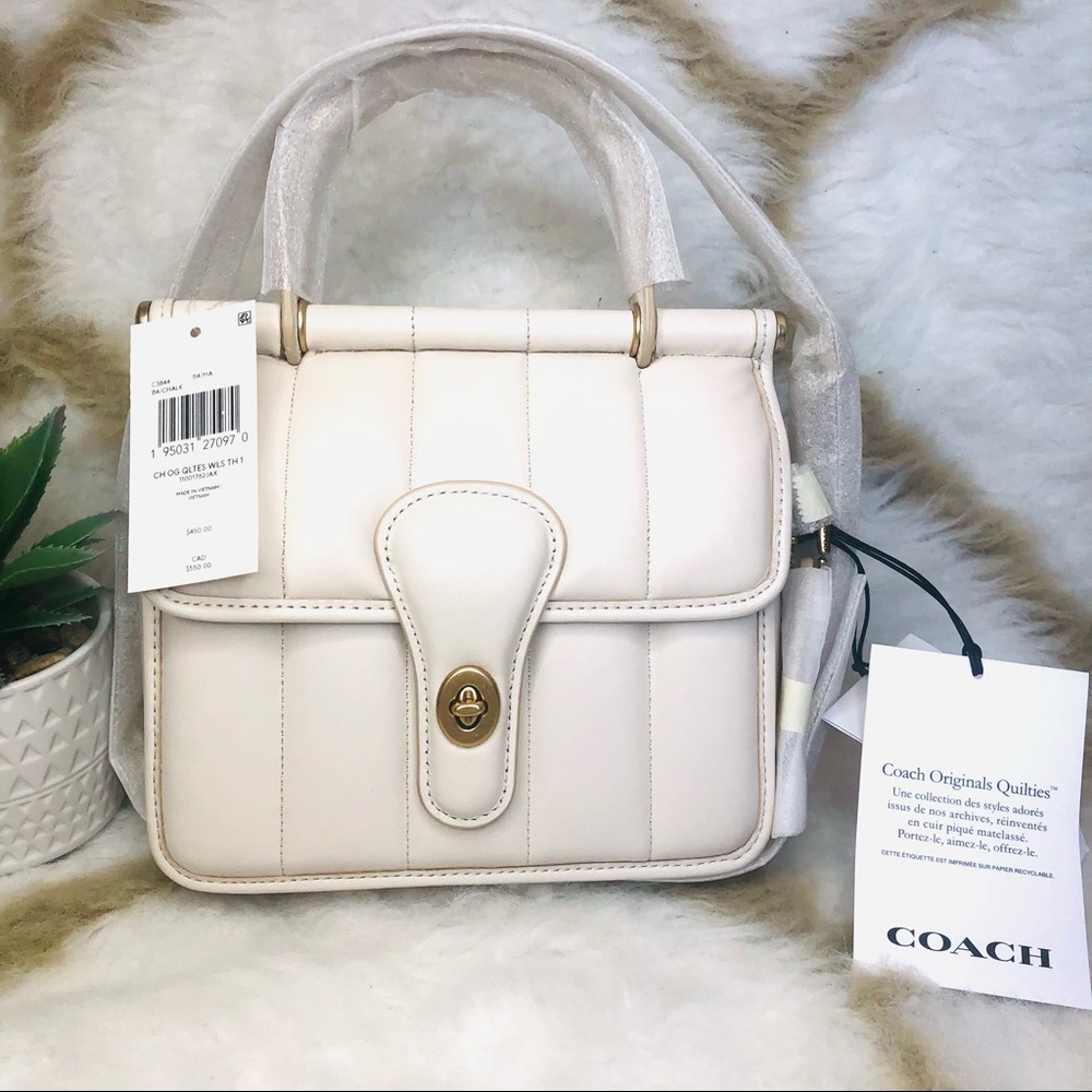 Authentic Brand New Coach Willis Top Handle 18 C3844 Quilting in Chalk Color - Picture 10 of 11